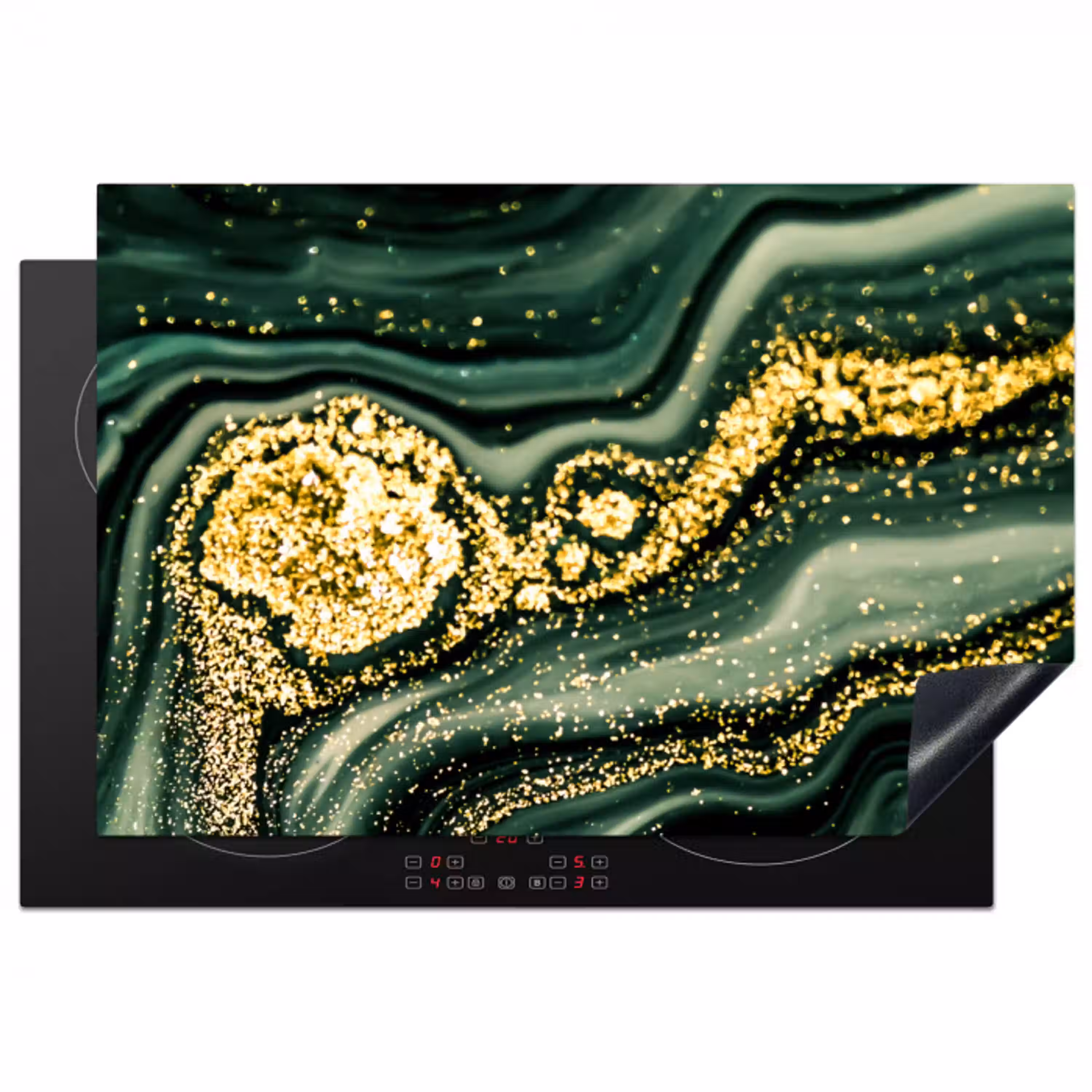 Marmer - Goud - Glitter - Groen - Marmerlook - Luxe Inductie beschermer vinyl 3mm klein -3d