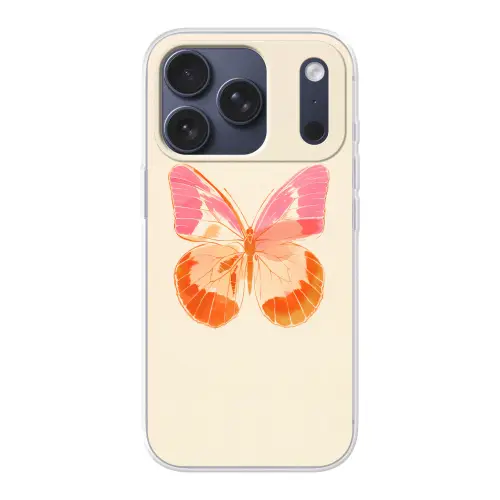 Oranje - Vlinder - Minimalistisch Telefoonhoesje iPhone 17 Pro klein -3d