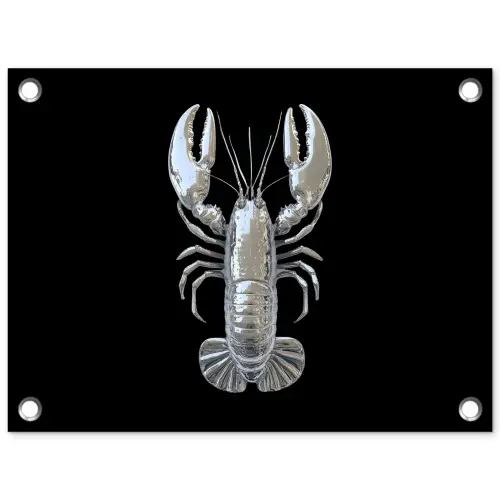 Kreeft - Zilver - Metallic - Luxe tuinposter los doek klein -3d