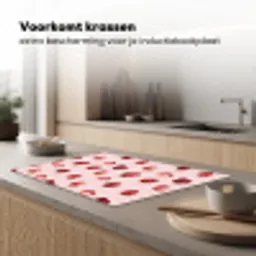 Strepen - Aardbei - Roze Inductie beschermer vinyl 3mm klein 276 -sfeer1