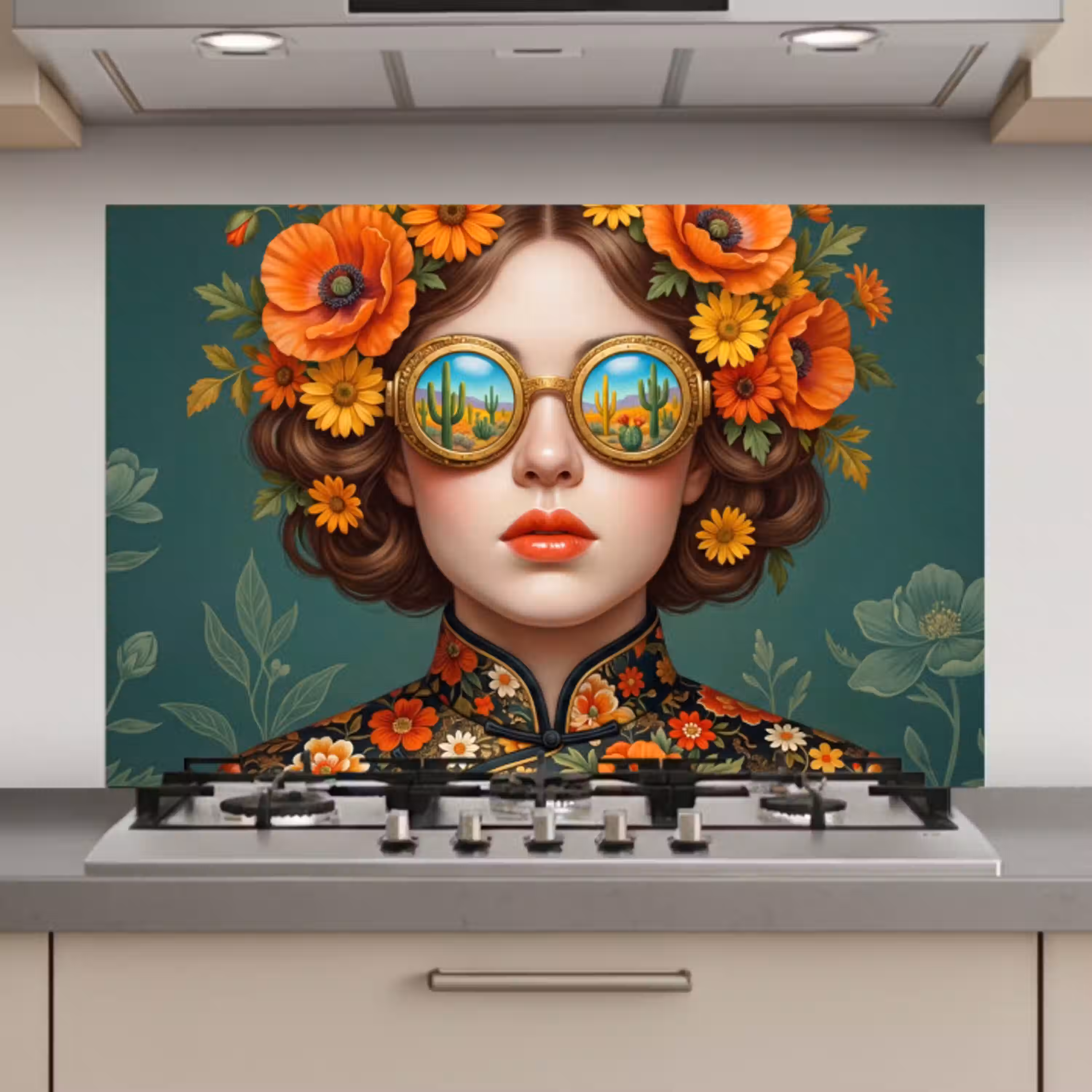 Portret - Vrouw - Kleurrijk - Expressief keuken achterwand spatscherm klein -3d_website