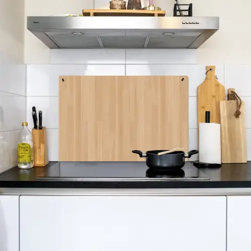 Naturel - Hout - Plank - Patronen Inductie beschemer met haakjes klein 777 -sfeer2