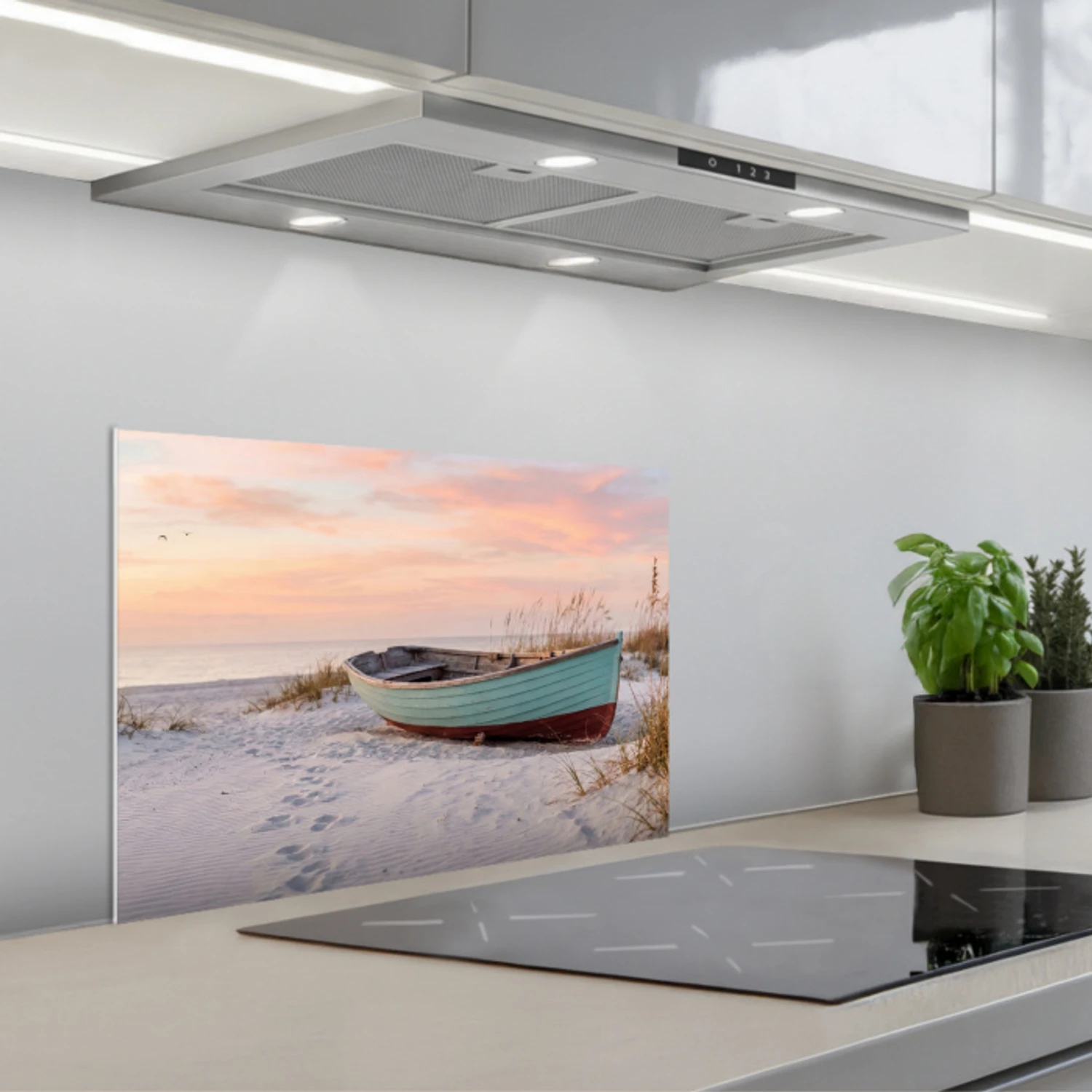 Rustiek - Roeiboot - Zandstrand keuken achterwand spatscherm klein -3d_schuin