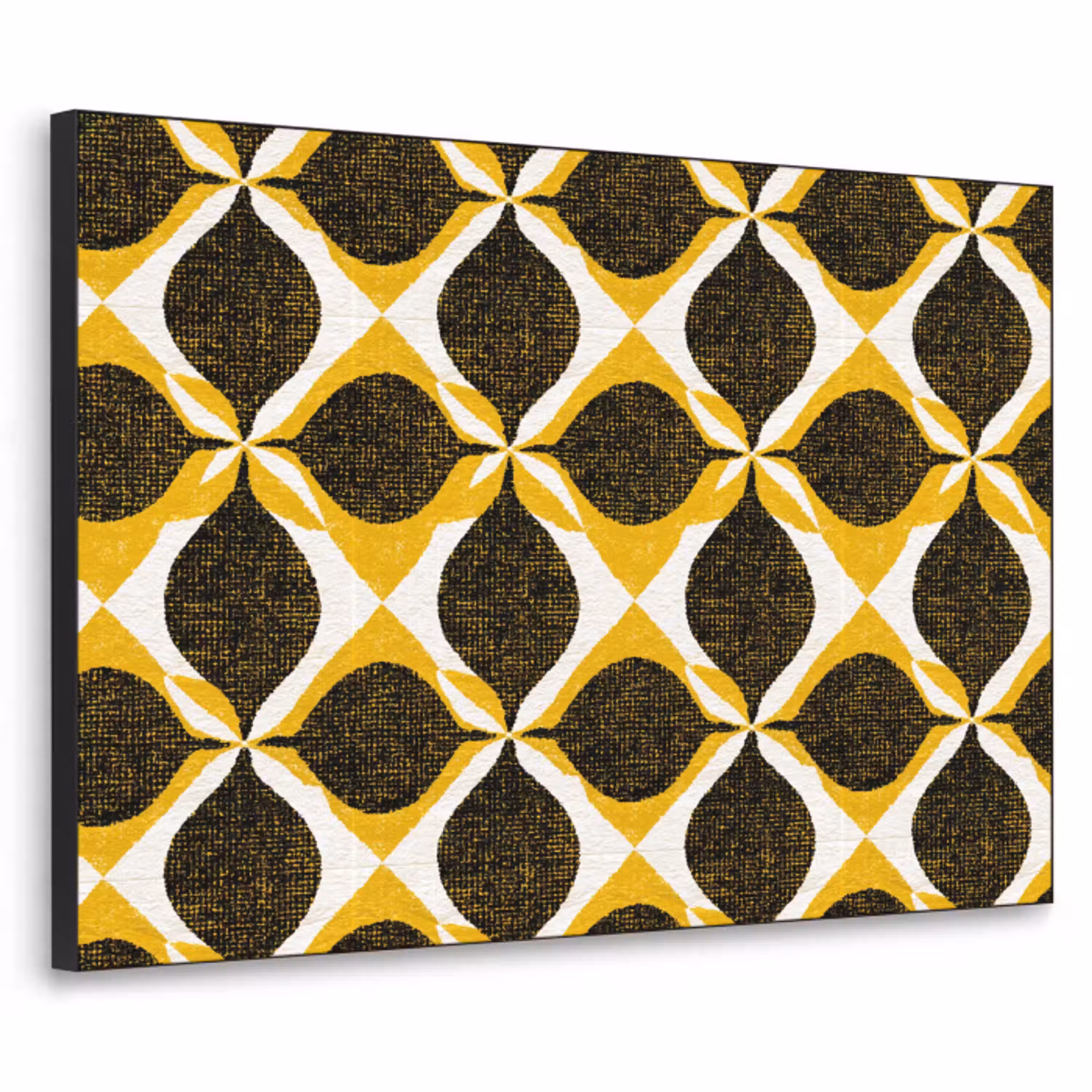 Geel - Zwart - Geometrisch - Retro - Textuur Textielframe zwart klein 947 -3d