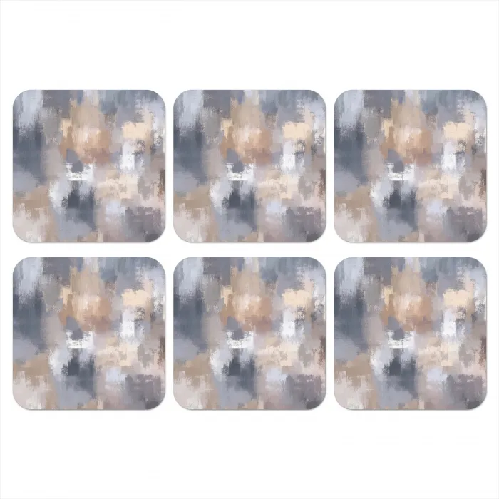 Penseelstreken - Schilderij - Beige onderzetter kurk middel -3d