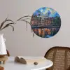 Grachten Amsterdam - Huizen - Stad - Kleurrijk Wandcirkel behangsticker klein -sfeer3