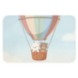 Luchtballon - Beren - Pastel Badmat klein -3d