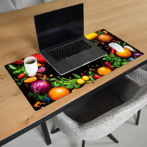 Groente - Graffiti - Kleurrijk - Koken - Abstract Muismat XXL klein -sfeer1