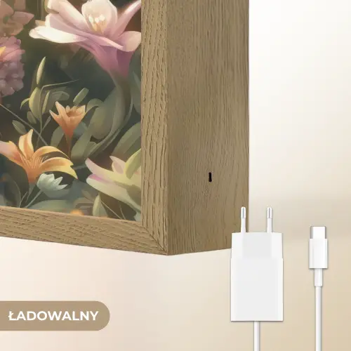 Tijger - Bloemen - Jungle - Dieren Light Box met batterij (Wandlamp kind) middel -USP_websiteoplaadbaarNL