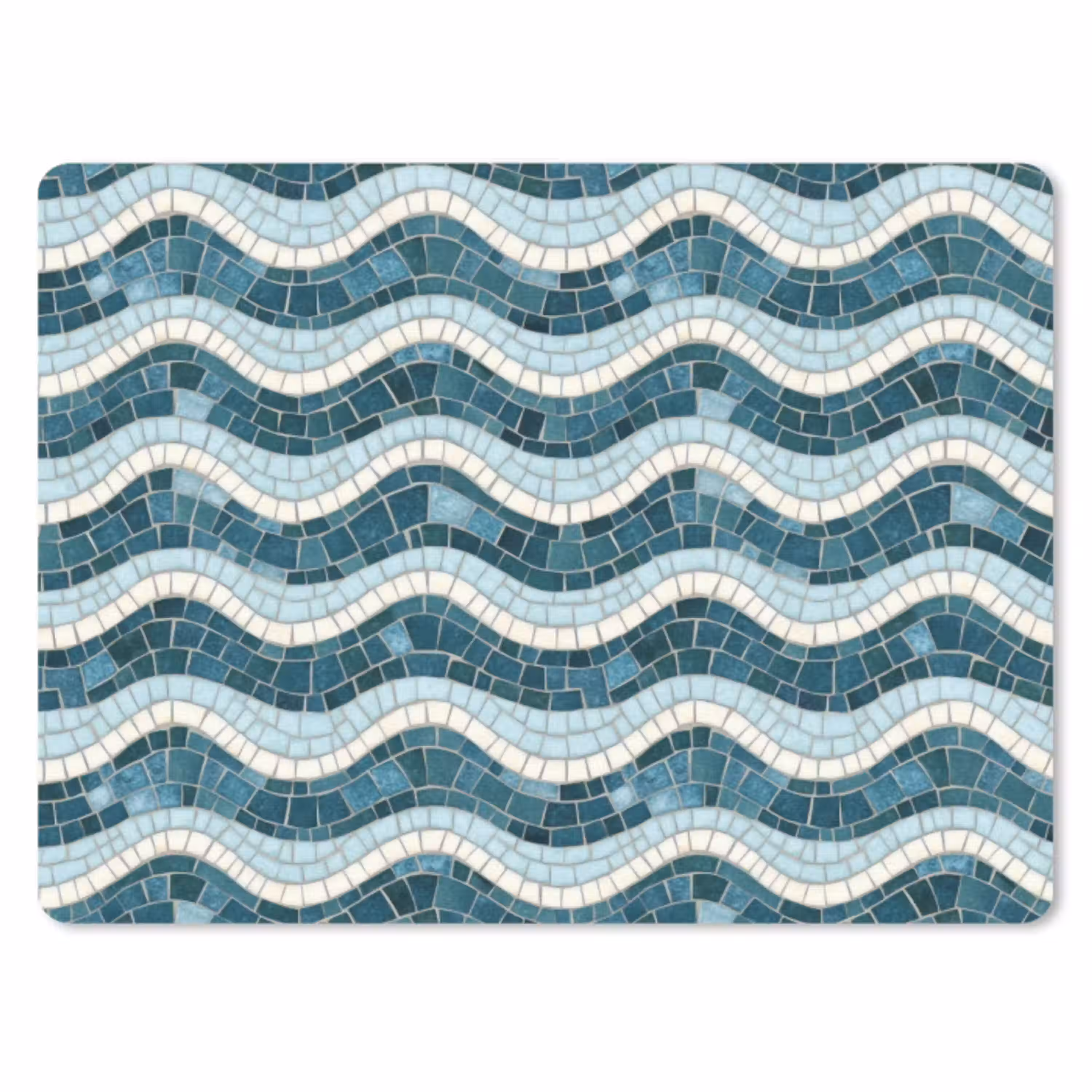 Blauw - Wit - Mozaïek - Golvend muismat rubber klein 262 -3d
