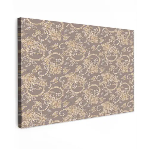 Oosters - Bloemen - Beige - Grijs Tuinposter op houten frame 2 cm dik klein 845 -3d