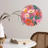 Roze - Bloemen - Wit - Oranje Wandcirkel kunststof plaat 5mm dik klein -sfeer4