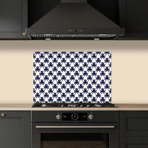 Oceaan - Octo - Blauw - Wit keuken achterwand spatscherm klein 900 -sfeer1