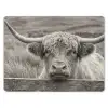 Schotse hooglander - Zwart - Wit - Hout muismat rubber klein -3d