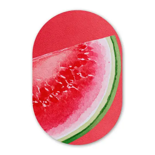 Watermeloen - Rood - Zomers Wandcirkel Ovaal Forex klein -3d