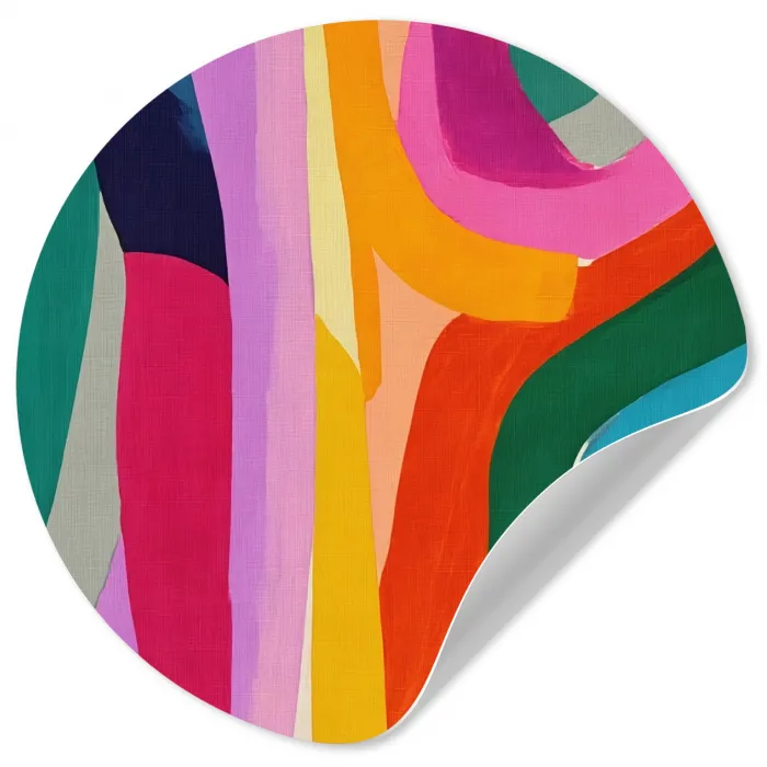 Abstract - Kleurrijk - Golven - Lijnen Wandcirkel behangsticker klein -3d