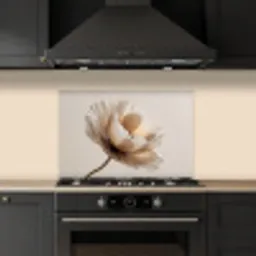 Bloem - Beige - Crème keuken achterwand spatscherm klein -sfeer1