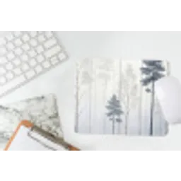 Bos - Bomen - Mist - Natuur - Illustratie - Grijs muismat rubber klein -witbureau