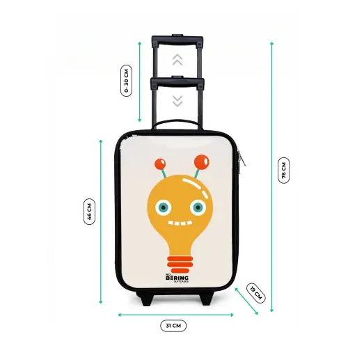 Gloeilamp robot met grote ogen Kinderkoffer - Zwart klein -productfoto_formaten