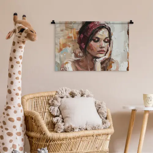 Vrouw - Verflook - Portret - Modern Wandkleed katoen klein -wsfeer5_kind