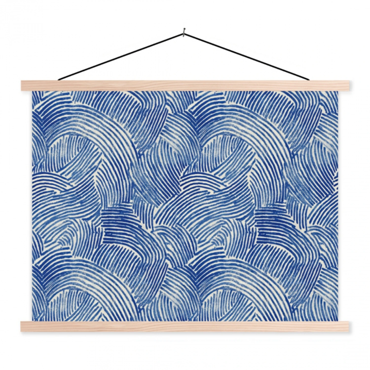 Modern - Abstract - Blauw textielposter latten blank klein 122 -3d