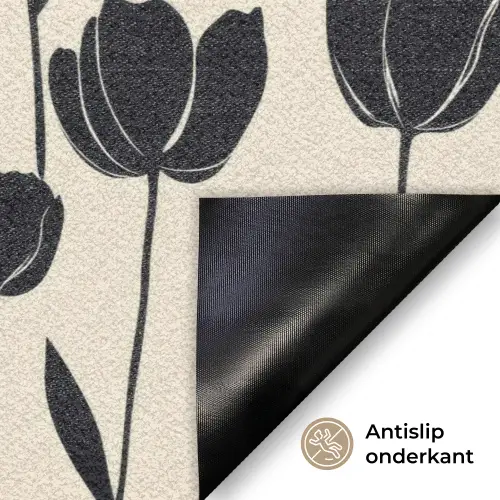 Tulpen - Patroon - Zwart Deurmat klein 898 -antislip_NL
