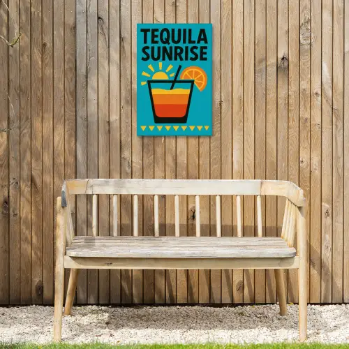 Illustratie - Tequila - Glas - Blauw Tuinposter op houten frame 2 cm dik klein -sfeer4