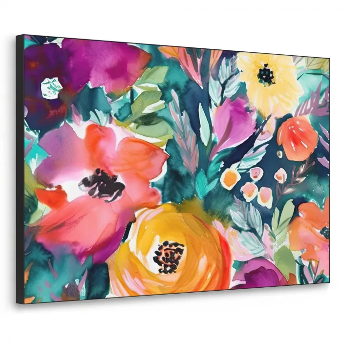 Bloemen - Olieverf - Kunst - Natuur Textielframe - compleet frame klein -3d