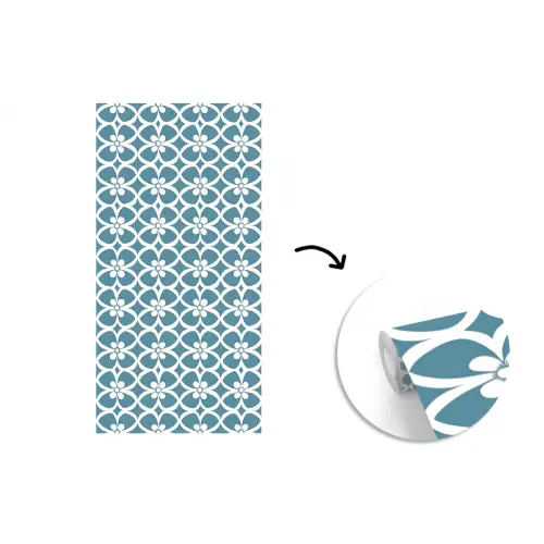 Patroon - Symmetrisch - Blauw fotobehang vinyl groot 64 -3d