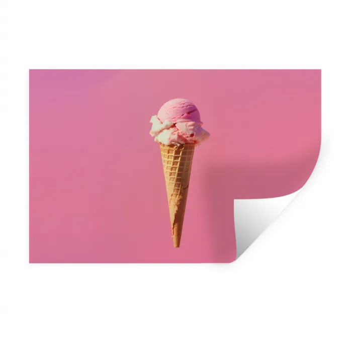 Hoorntje - Schepijs - Roze Muursticker klein -3d