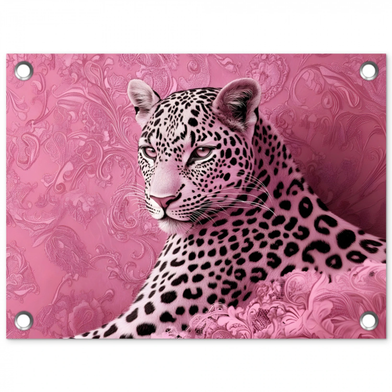 Panter - Luxe - Roze tuinposter los doek klein -3d