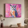 Uil - Roze - Blauw - Verf - Abstract Textielframe zwart klein -sfeer3
