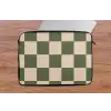 Schaakbord print - Groen - Beige - Blokjes laptophoes neopreen klein -tafel