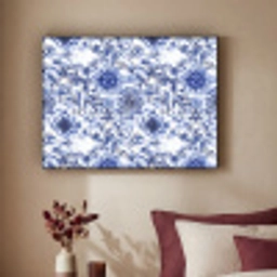 Bloemen - Blauw - Patroon - Wit Textielframe zwart klein 947 -sfeer1