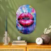 Graffiti - Lippen - Felroze - Geschilderd Wandcirkel Ovaal Forex klein -sfeer2