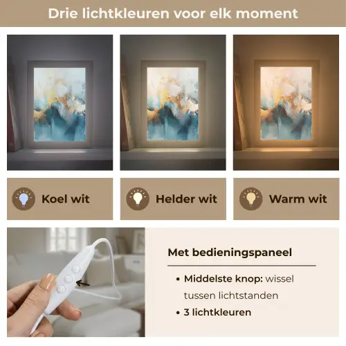 Abstract - Kunst - Gold - Blauw Light Box met kabel (Tafellamp) klein -USP_lichtkleurNL