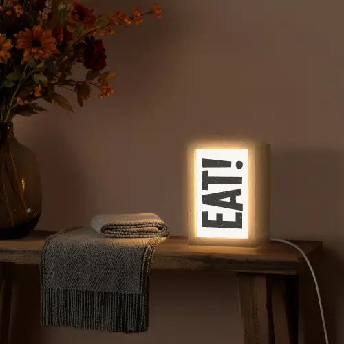 Decoratie - Eten - Zwart - Wit Light Box met kabel (Wandlamp) klein -sfeer4