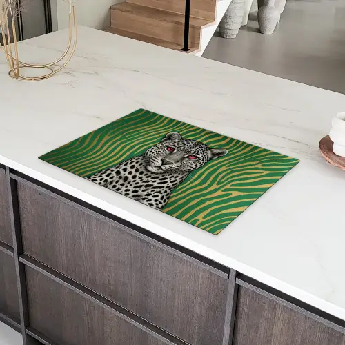 Panter - Zebrapatroon - Groen Inductie beschermer vinyl 3mm klein -sfeer8