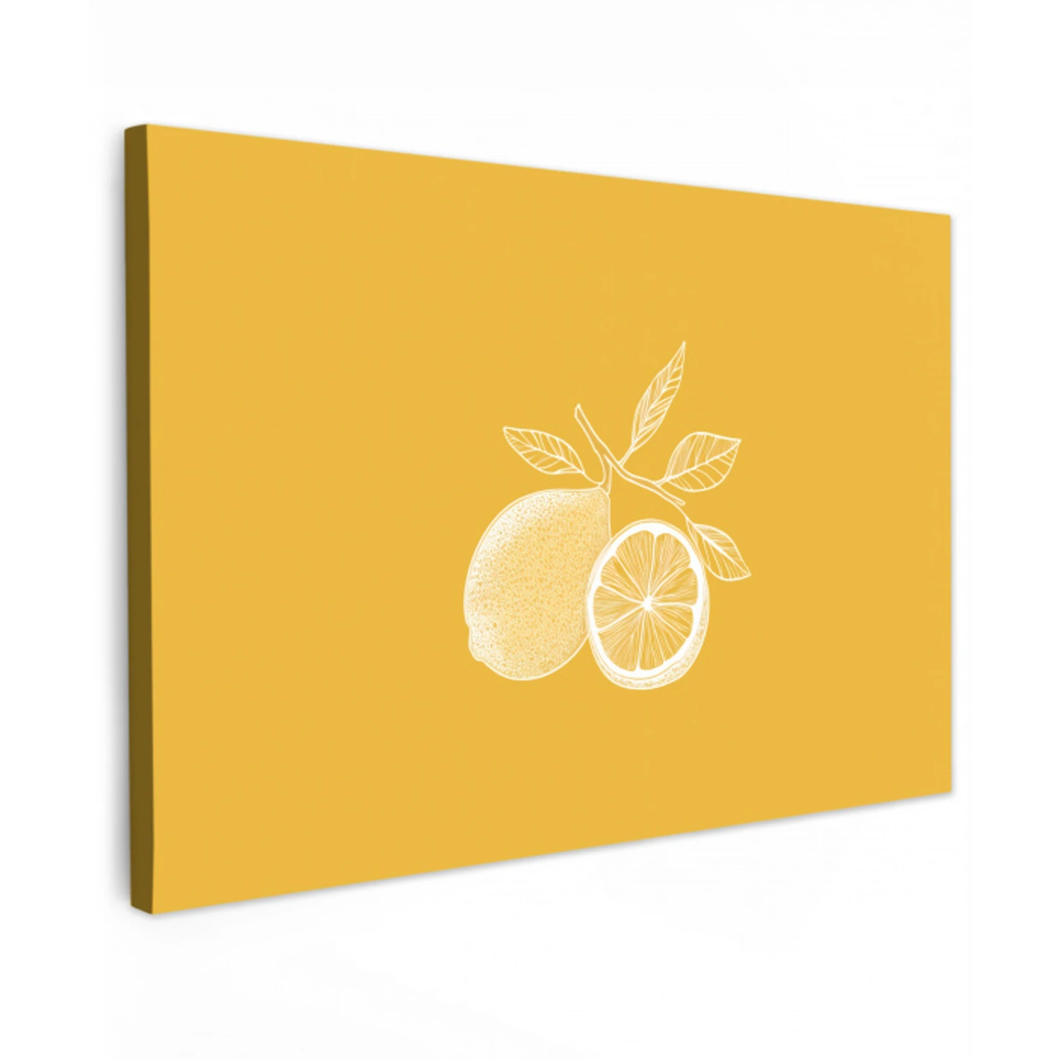 Citroenen - Illustratie - Minimalistisch - Geel Tuinposter op houten frame 2 cm dik klein -3d