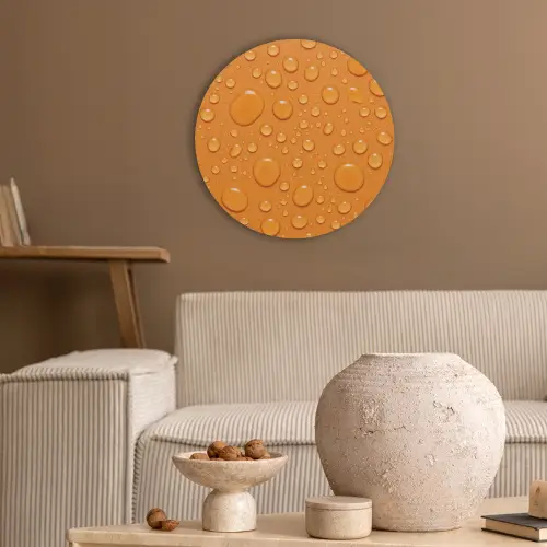 Water - Druppels - Oranje Akoestische PET Vilt - Rond klein -sfeer1