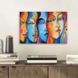 Hoofd - Olieverf - Schilderij - Kleurrijk aluminium wit klein -sfeer1