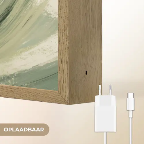 Abstract - Penseelstreken - Golven - Groen Light Box met batterij (Wandlamp) middel -USP_websiteoplaadbaarNL