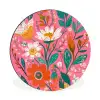 Roze - Bloemen - Wit - Oranje Wandcirkel aluminium klein -3d