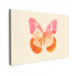 Oranje - Vlinder - Minimalistisch Tuinposter op houten frame 2 cm dik klein -3d