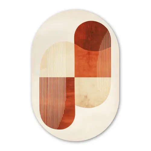 Bogen - Beige - Vormen Wandcirkel Ovaal Forex klein -3d