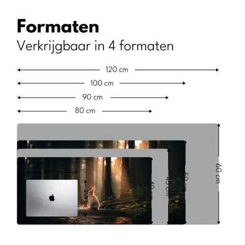 Konijn - Bos - Zonnestralen Muismat XXL klein -sfeer5