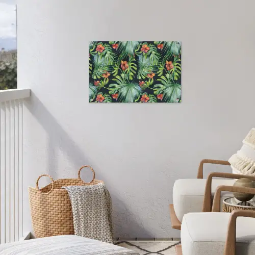 Bladeren - Bloemen - Jungle - Tropisch tuinposter los doek klein -sfeer8