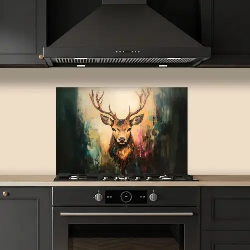 Hert - Geverfd - Gewei - Bruin keuken achterwand spatscherm klein -sfeer1