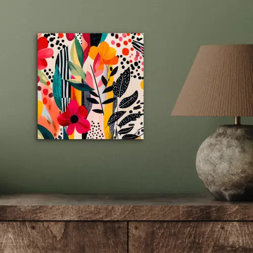 Bloemen - Bladeren - Abstract - Kleurrijk aluminium wit klein -sfeer2
