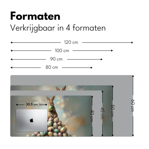 Konijn - Eieren - Kleurrijk Muismat XXL klein -sfeer5